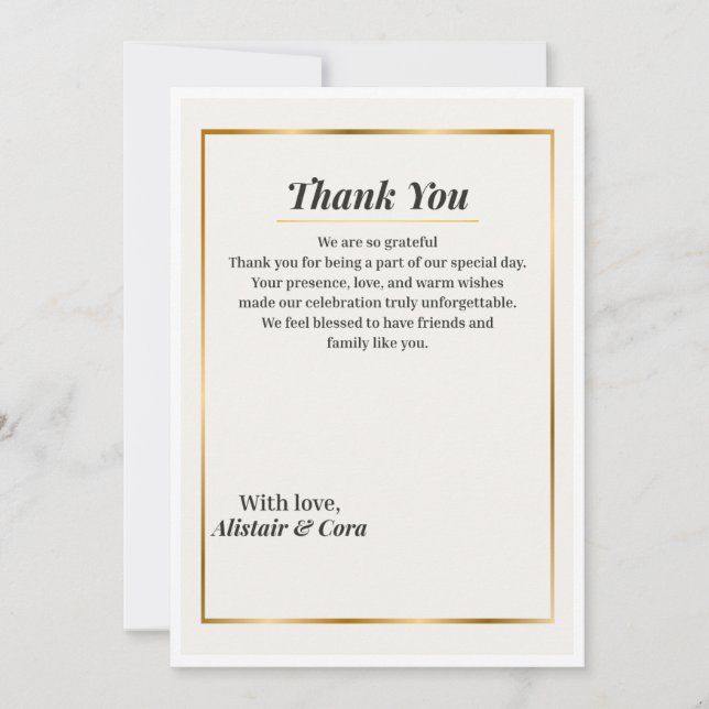 Convite Elegant Wedding Thank You Card | Minimal Classic  (Frente)