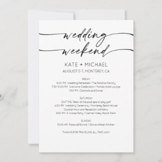 Convite Elegant Wedding Weekend Itinerary Invitation