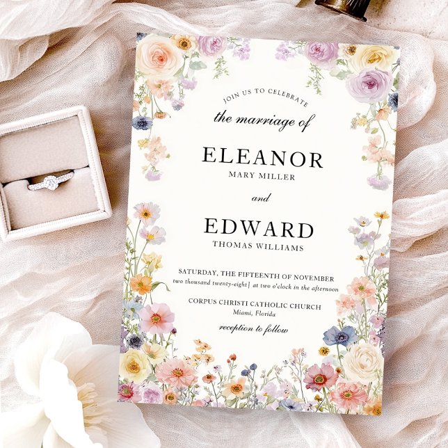 Convite Elegant Wedding Wildflowers Meadow (Criador carregado)