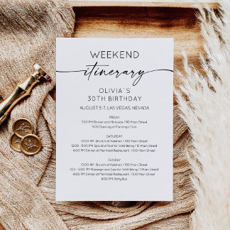 Convite Elegant Weekend Birthday Itinerary Invitation