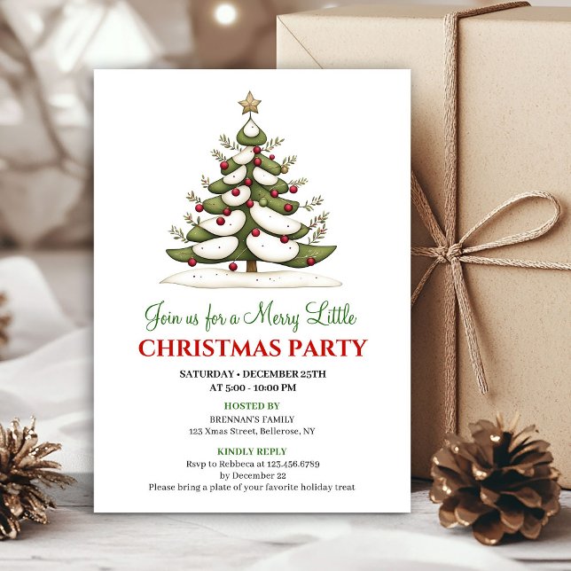 Convite Elegant whimsical Christmas tree dinner invitation (Elegant whimsical Christmas tree dinner invitation)