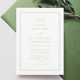 Convite Elegant White and Green Wedding