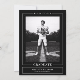 Convite Elegant White & Black Graduate Announcement