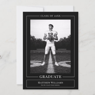 Convite Elegant White & Black Graduate Announcement