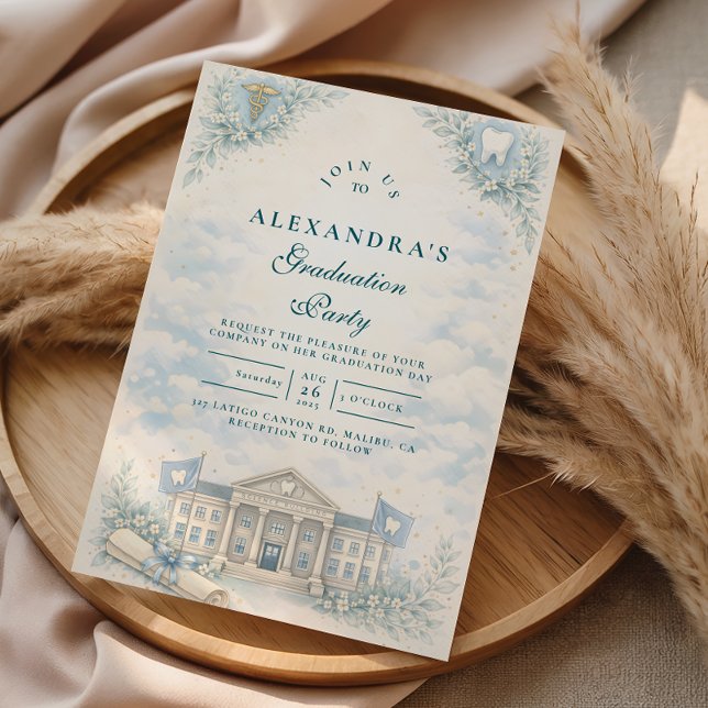 Convite Elegant White Coat Dentist Graduation Party (Criador carregado)