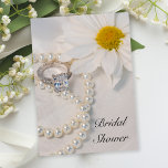 Convite Elegant White Daisy Bridal Shower<br><div class="desc">The Elegant Daisy Bridal Shower Invitation adds a classy flair to your pre marriage party honoring the bride to be. This pretty custom flowery bridal shower invite features a floral photograph of a white daisy flower blossom,  princess cut square diamond engagement ring and white pearl necklace.</div>