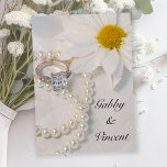 Convite Elegant White Daisy Wedding<br><div class="desc">The Elegant White Daisy Wedding Invitation sets a classy tone for your upcoming marriage ceremony and reception. This pretty custom floral nuptial invite features a botanical photograph of a white daisy flower blossom, square princess cut diamond engagement ring and white pearl necklace.</div>
