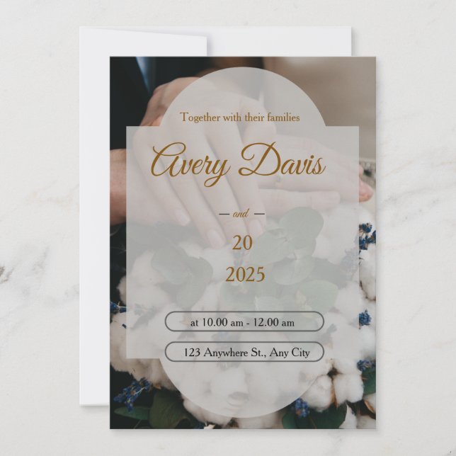 Convite Elegant White Floral Boho Wedding Invitation  (Frente)