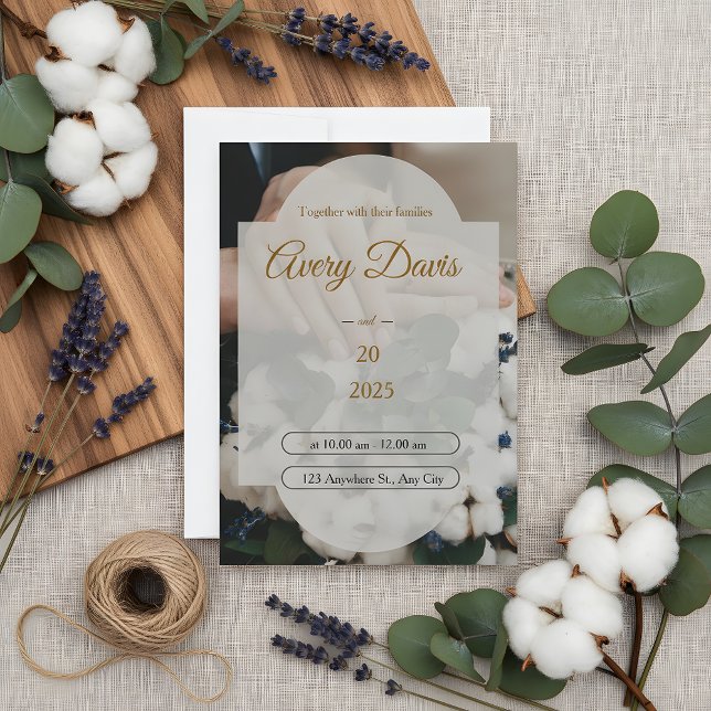 Convite Elegant White Floral Boho Wedding Invitation  (Criador carregado)