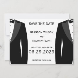 Convite Elegant White Gay Wedding Save The Date Cards