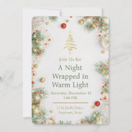 Convite Elegant White & Gold Christmas Party Invitation