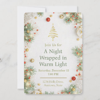 Convite Elegant White & Gold Christmas Party Invitation