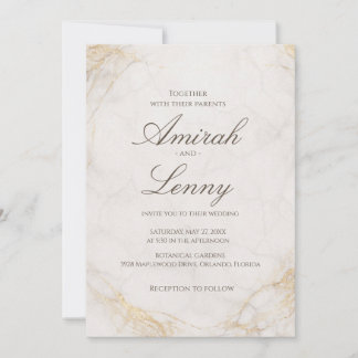 Convite Elegant White Marble Wedding Invitation Background