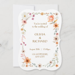 Convite Elegant White & Peach  Floral Wedding invitations