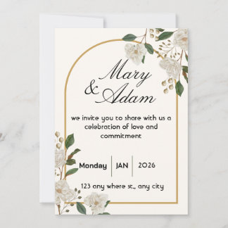 Convite Elegant White Rose Arch Wedding Invitation