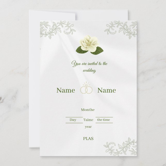 Convite Elegant White Rose Floral Wedding Invita (Frente)