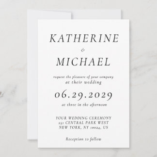 Convite Elegant White Timeless Wedding Invitations