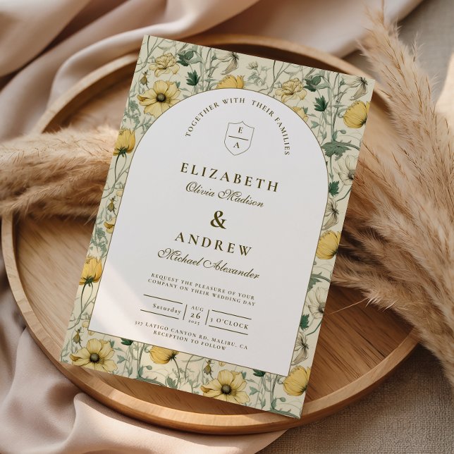 Convite Elegant Wildflower Arch Minimal Wedding (Criador carregado)