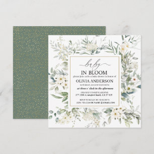 Convite Elegant Wildflower baby in blogue Invitation