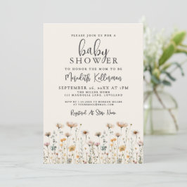 Convite Elegant Wildflower Baby Shower
