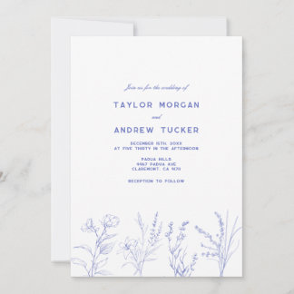 Convite Elegant Wildflower Floral Wedding Invitation