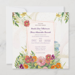 Convite Elegant Wildflower Garden Wedding Invitation