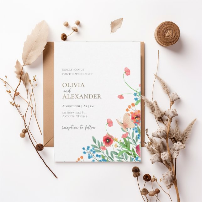 Convite Elegant Wildflower Meadow Wedding Invitation (Criador carregado)
