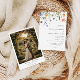Convite Elegant Wildflower Photo Wedding Invitation