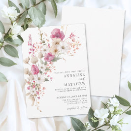 Convite Elegant Wildflower Watercolor Floral Wedding