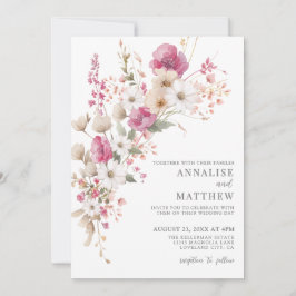 Convite Elegant Wildflower Watercolor Floral Wedding