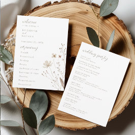 Convite Elegant Wildflower Wedding Ceremony Program Card