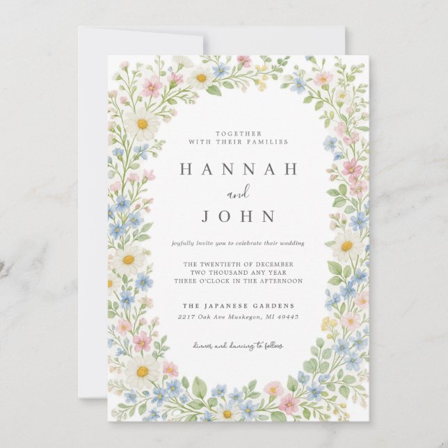 Convite Elegant Wildflower Wedding Invitation (Frente)