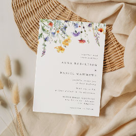 Convite Elegant Wildflower Wedding Invitation