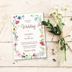 Convite Elegant Wildflower Wedding Rustic Floral