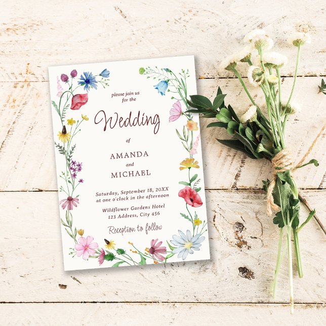 Convite Elegant Wildflower Wedding Rustic Floral (Criador carregado)