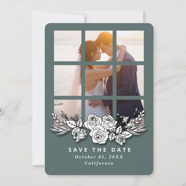Convite Elegant Window with Image Wedding Save the Date (Frente)
