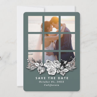 Convite Elegant Window with Image Wedding Save the Date