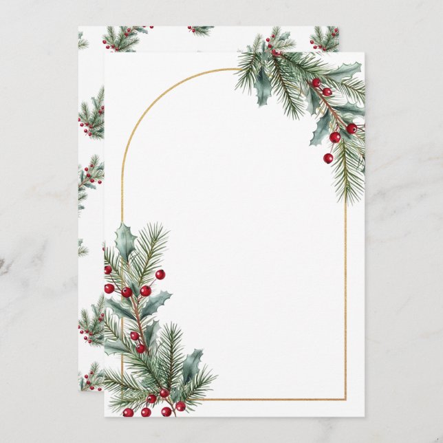 Convite Elegant Winter Botanical Wedding Invitation  (Frente/Verso)