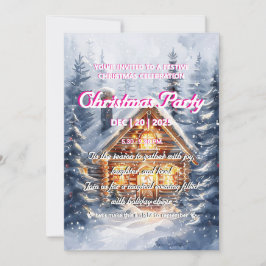Convite Elegant Winter Cabin Christmas Party Invitation