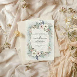 Convite Elegant Winter Floral Wedding Invitation