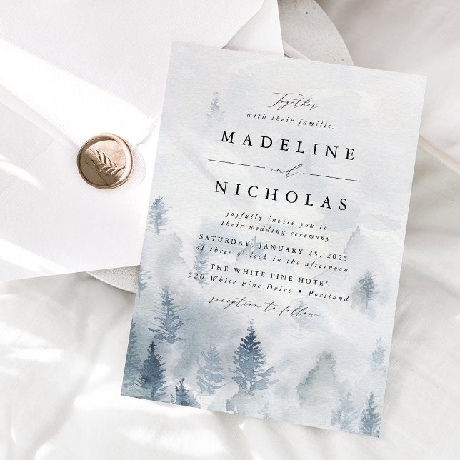 Convite Elegant Winter Forest Wedding Invitation (Criador carregado)