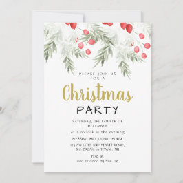Convite Elegant Winter Greenery Watercolor Christmas Party
