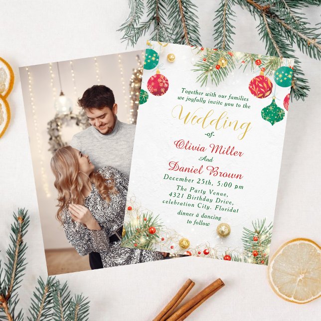 Convite Elegant Winter holiday Christmas Wedding (Criador carregado)