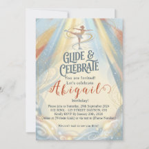 Elegant Winter Ice Skating Birthday Invitation 