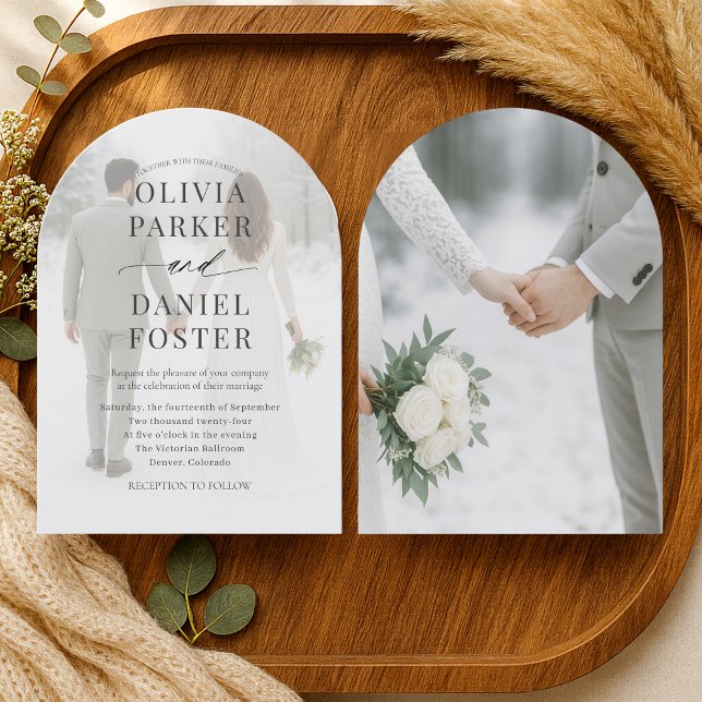Convite Elegant Winter Photo Overlay Wedding (Criador carregado)