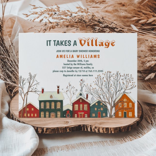 Convite Elegant Winter Village Baby Shower (Criador carregado)