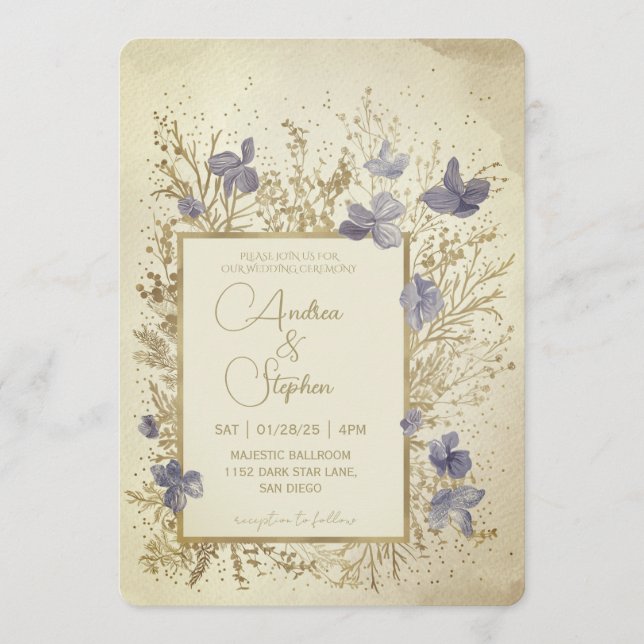 Convite Elegant Wintry Foliage Winter Wedding (Frente)