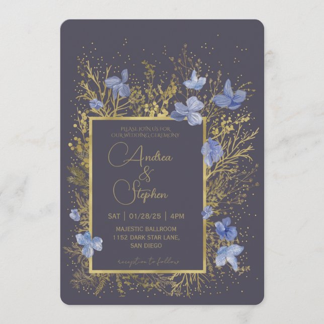 Convite Elegant Wintry Foliage Winter Wedding (Frente)