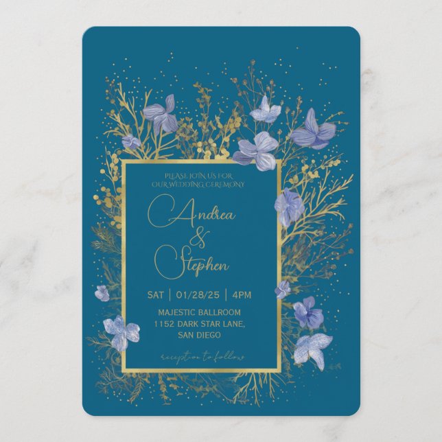 Convite Elegant Wintry Foliage Winter Wedding (Frente)