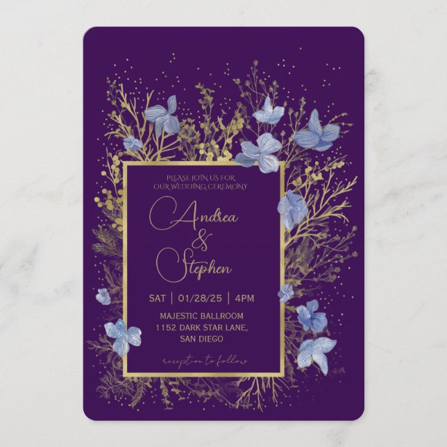 Convite Elegant Wintry Foliage Winter Wedding (Frente)